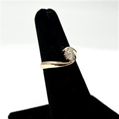 14k Yellow Gold Old European Diamond Bypass Engagement Ring Size 5.5